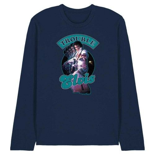Front - Elvis Unisex Adult Total Trouble Long-Sleeved T-Shirt