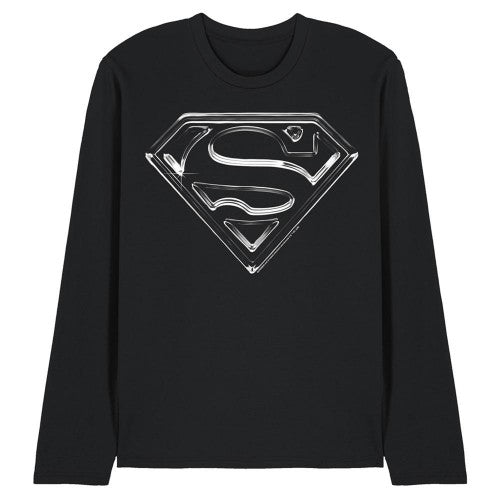 Front - Superman Unisex Adult Logo Long-Sleeved T-Shirt