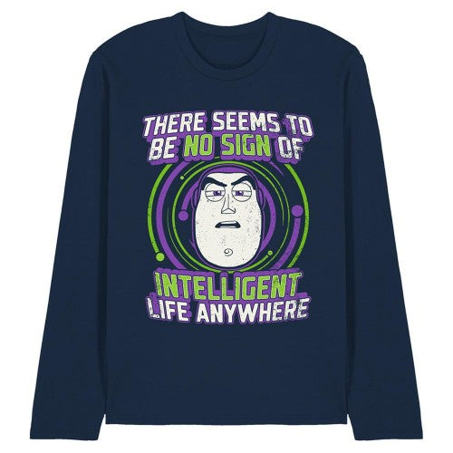 Front - Toy Story Unisex Adult No Sign Of Intelligent Life Buzz Lightyear Long-Sleeved T-Shirt