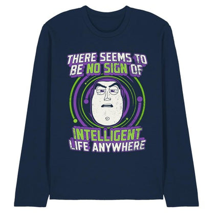 Front - Toy Story Unisex Adult No Sign Of Intelligent Life Buzz Lightyear Long-Sleeved T-Shirt