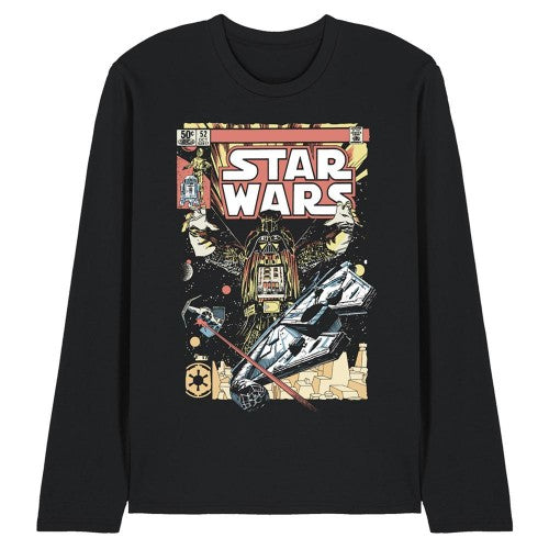 Front - Star Wars Unisex Adult Falcon Darth Vader Comic Long-Sleeved T-Shirt