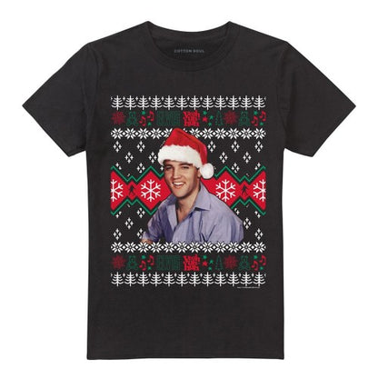 Front - Elvis Presley Unisex Adult Ugly Christmas Sweater T-Shirt