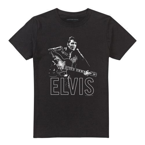 Front - Elvis Presley Unisex Adult Guitar In Hand T-Shirt
