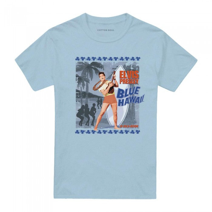 Front - Elvis Presley Unisex Adult Blue Hawaii Poster T-Shirt