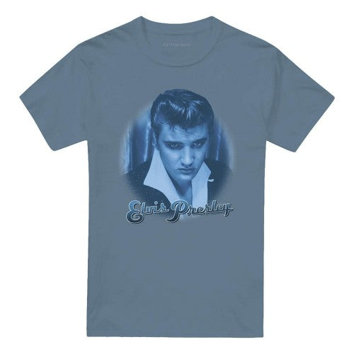 Front - Elvis Presley Unisex Adult Blue Suede Fade T-Shirt
