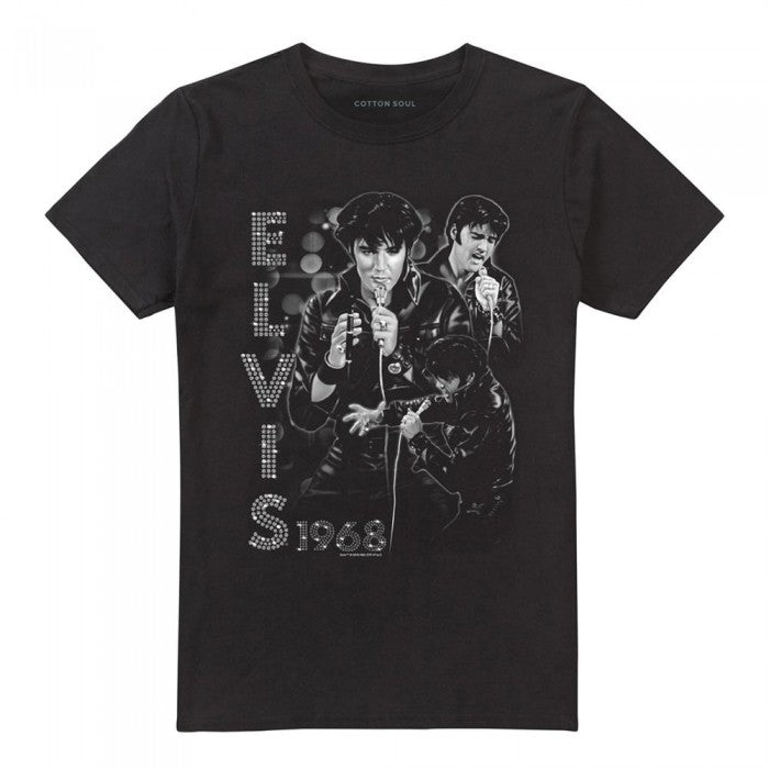Front - Elvis Presley Unisex Adult Leathered T-Shirt