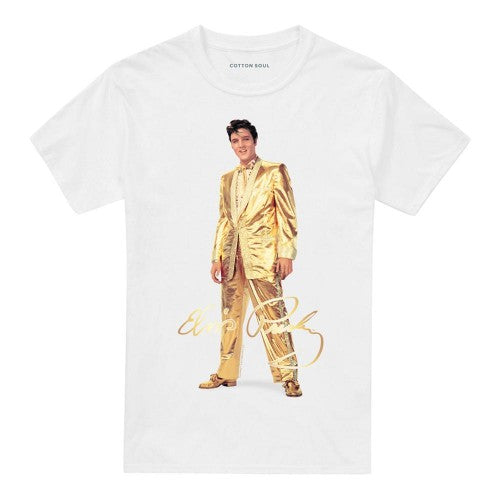 Front - Elvis Presley Unisex Adult Gold Lame Suit T-Shirt