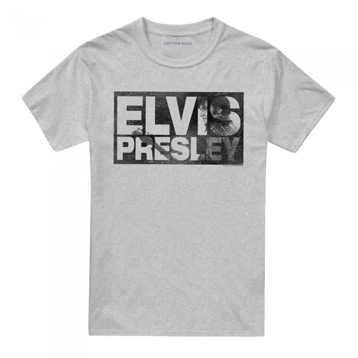 Front - Elvis Presley Unisex Adult Block Letters Heather T-Shirt