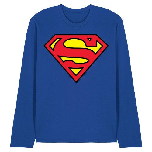 Front - Superman Unisex Adult Logo Long-Sleeved T-Shirt