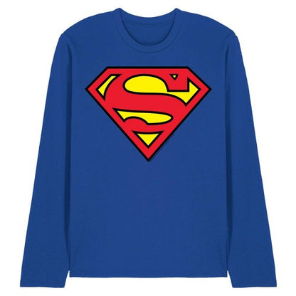 Front - Superman Unisex Adult Logo Long-Sleeved T-Shirt