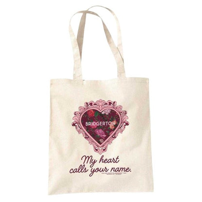 Front - Bridgerton My Heart Calls Your Name Reusable Tote Bag