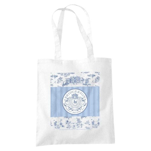 Front - Bridgerton Around The Ton Toile Reusable Tote Bag