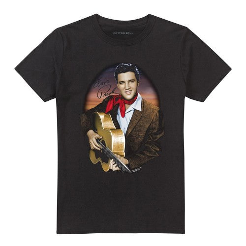 Front - Elvis Presley Unisex Adult Red Scarf 2 T-Shirt