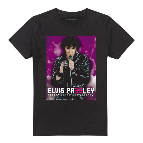 Front - Elvis Presley Unisex Adult 35 Leather Jacket T-Shirt
