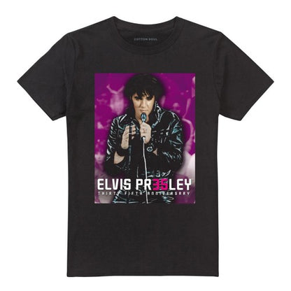 Front - Elvis Presley Unisex Adult 35 Leather Jacket T-Shirt