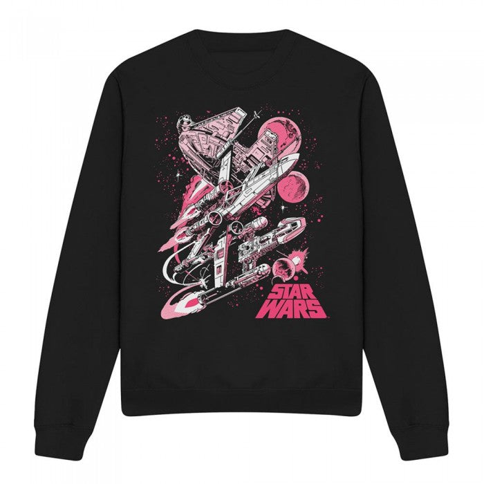 Front - Star Wars Unisex Adult Pink Comic Retro Sweatshirt