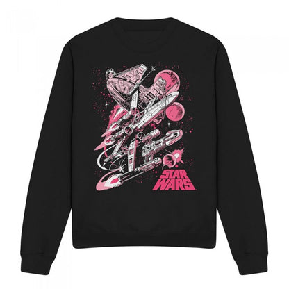 Front - Star Wars Unisex Adult Pink Comic Retro Sweatshirt