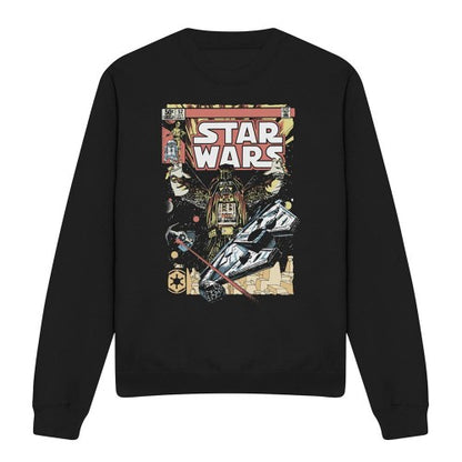 Front - Star Wars Unisex Adult Falcon Darth Vader Retro Comic Sweatshirt