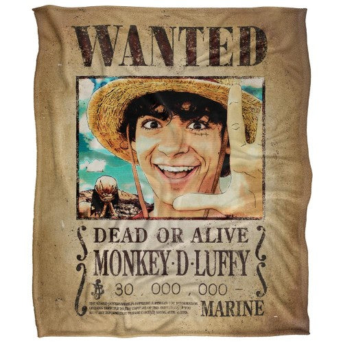 Front - One Piece Live Action Soft Wanted Poster Monkey D. Luffy Blanket