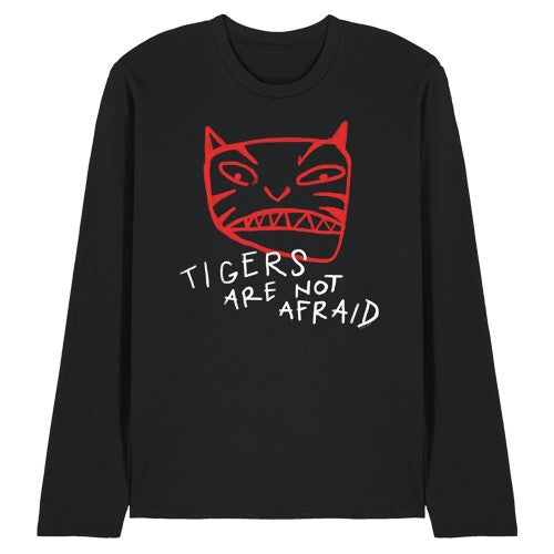 Front - Tigers Are Not Afraid Unisex Adult Tiger Head Long-Sleeved T-Shirt