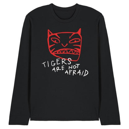 Front - Tigers Are Not Afraid Unisex Adult Tiger Head Long-Sleeved T-Shirt
