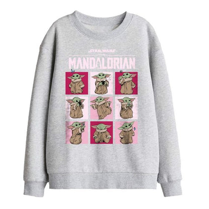 Front - Star Wars: The Mandalorian Childrens/Kids Grogu Squares Sweatshirt