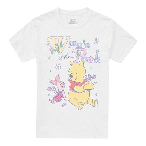 Front - Winnie the Pooh Unisex Adult Piglet Whimsical Flowers T-Shirt