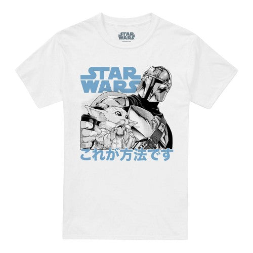 Front - Star Wars The Mandalorian Unisex Adult Grogu And Mando Manga T-Shirt