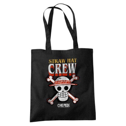 Front - One Piece Straw Hat Logo Tote Bag