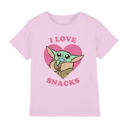 Front - Star Wars The Mandalorian Childrens/Kids I Love Snacks Grogu T-Shirt