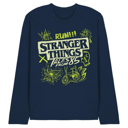 Front - Stranger Things: Tales from ´85 Unisex Adult Graffiti Glow Long-Sleeved T-Shirt