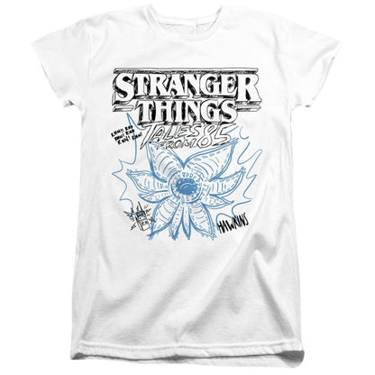 Front - Stranger Things: Tales from ´85 Womens/Ladies Demogorgon Sketch Capped Sleeved T-Shirt