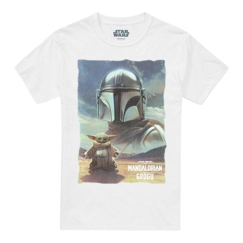 Front - The Mandalorian & Grogu Unisex Adult Worn Poster T-Shirt