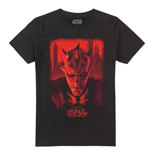 Front - Star Wars: Maul-Shadow Lord Unisex Adult Red City Poster T-Shirt