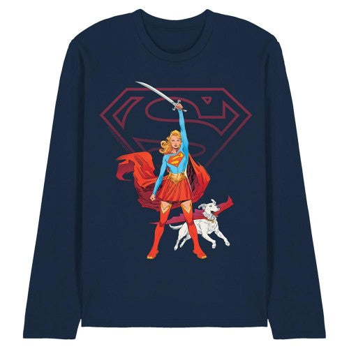 Front - Supergirl Unisex Adult Woman Of Tomorrow Sword Long-Sleeved T-Shirt