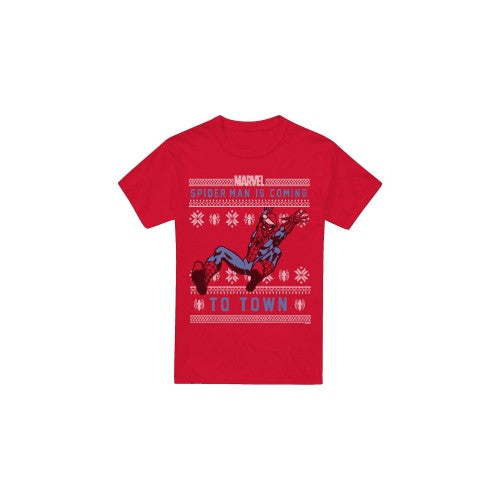 Front - Spider-Man Mens Christmas Sweater T-Shirt