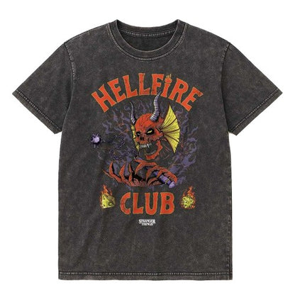 Front - Stranger Things 4 Unisex Adult Hellfire Club Classic Metal Vintage Wash Long-Sleeved T-Shirt