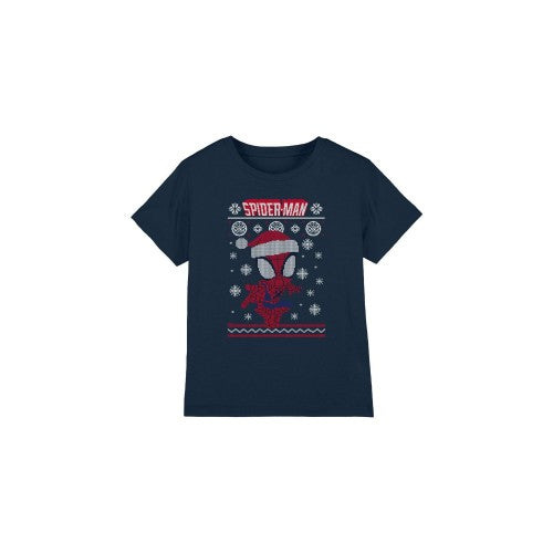 Front - Spider-Man Childrens/Kids Snowflake Christmas Sweater T-Shirt