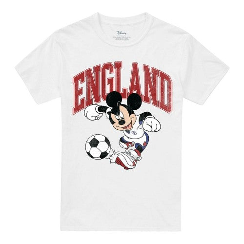Front - Disney Unisex Adult England Mickey Mouse Football T-Shirt
