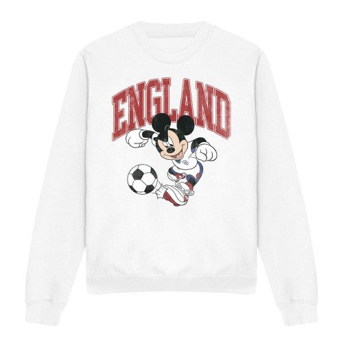 Front - Disney Unisex Adult England Football Mickey Mouse Sweatshirt