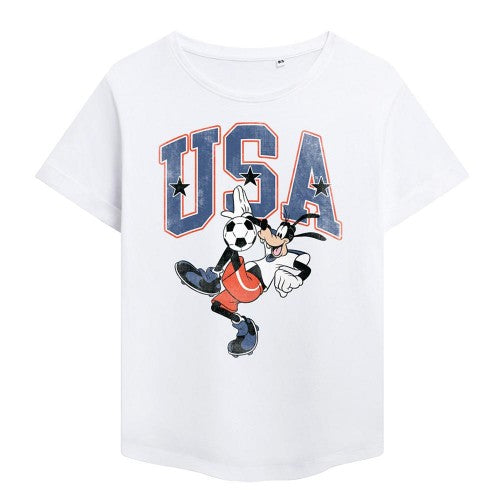Front - Disney Womens/Ladies Football USA Goofy Fashion T-Shirt