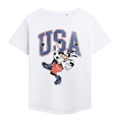 Front - Disney Womens/Ladies Football USA Goofy Fashion T-Shirt