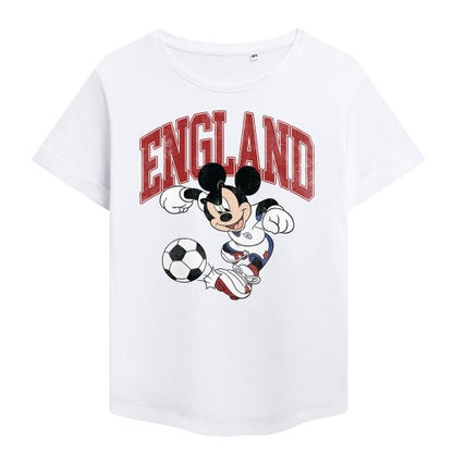Front - Disney Womens/Ladies England Football Mickey Mouse Fashion T-Shirt