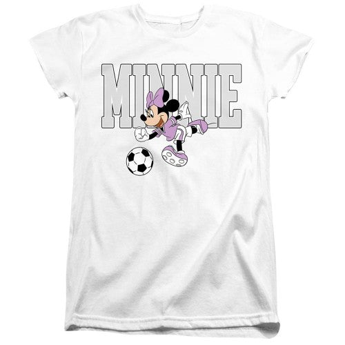 Front - Disney Womens/Ladies Football Kick Minnie Mouse T-Shirt