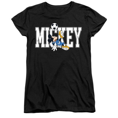 Front - Disney Womens/Ladies Football Kick Mickey Mouse T-Shirt