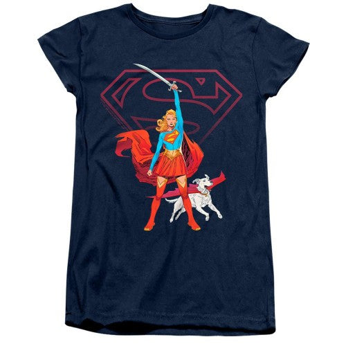 Front - Supergirl Womens/Ladies Woman Of Tomorrow Sword T-Shirt