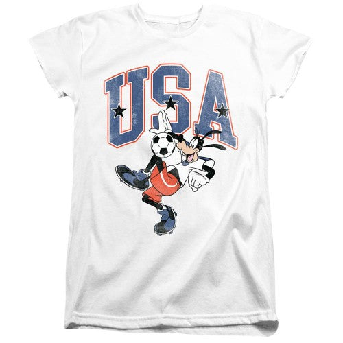 Front - Disney Womens/Ladies Football USA Goofy T-Shirt