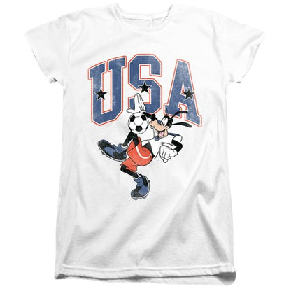 Front - Disney Womens/Ladies Football USA Goofy T-Shirt