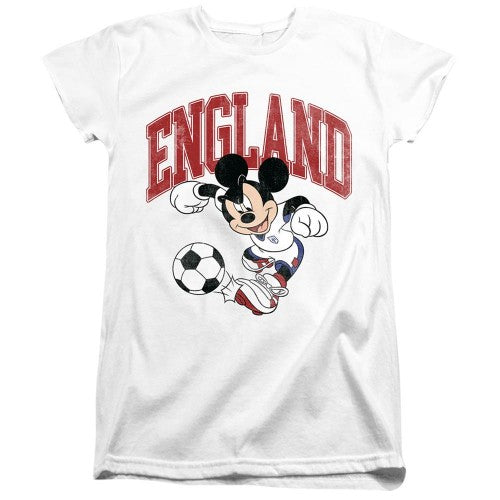 Front - Disney Womens/Ladies England Mickey Mouse Football T-Shirt