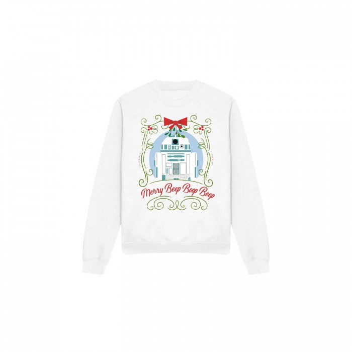 Front - Star Wars Unisex Adult Merry Beep Boop Beep R2-D2 Christmas Sweatshirt